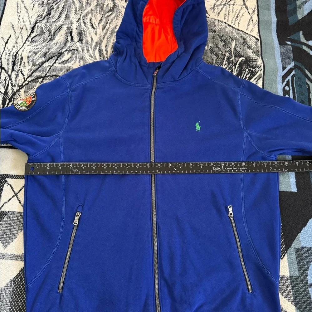 Polo Ralph Lauren Double Knit/Quilted Cookie Patch Royal Blue/Orange Zip Jacket